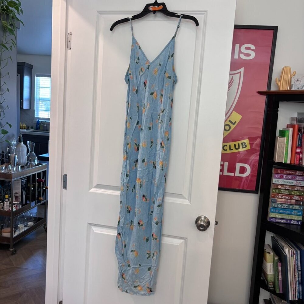 O'Neill Izzy Floral Flowers Baby Blue Midi Dress - Picture 3 of 10